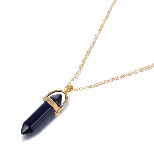 Grounded Necklace Gold, Black Crystal